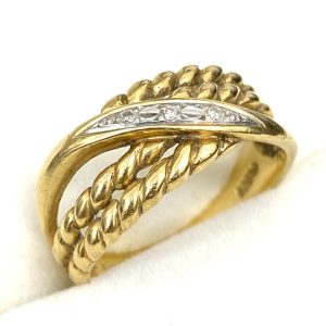 K18 18金 Pt900 プラチナ900 コンビ メレダイヤ リング